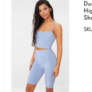 PLT Dusky Blue High wasted bicycle shorts